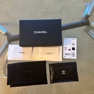 CHANEL Quilted Black Card Holder